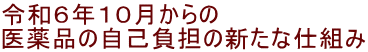 令和６年１０月からの 医薬品の自己負担の新たな仕組み